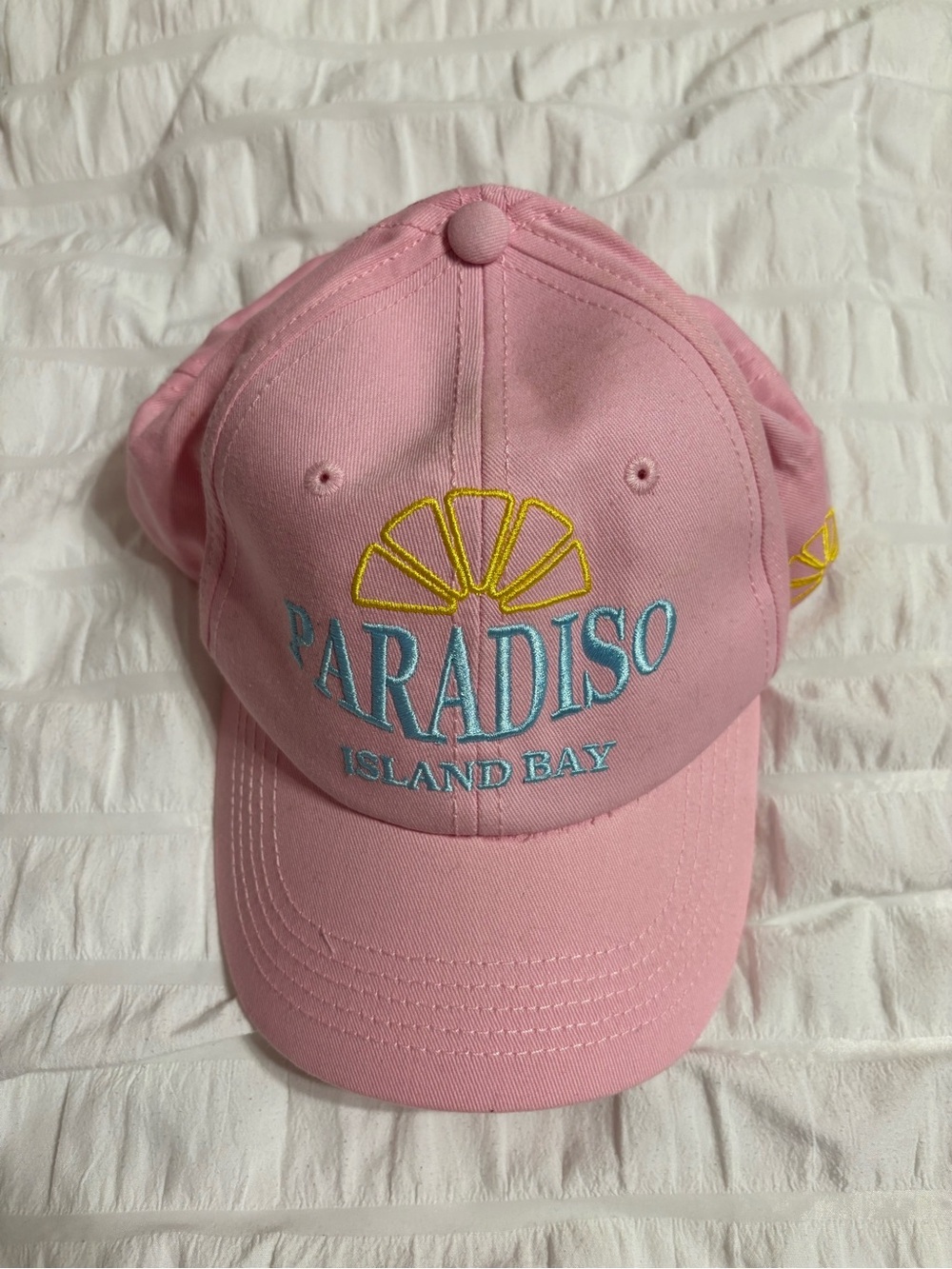 H&M Paradiso Island Bay Pink Embroidered Baseball Cap